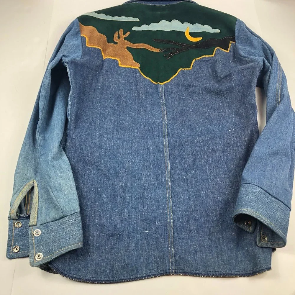 Antonio Giuseppe Vintage 1976 One-of-A-Kind Denim & Leather Suit Hippie Rare